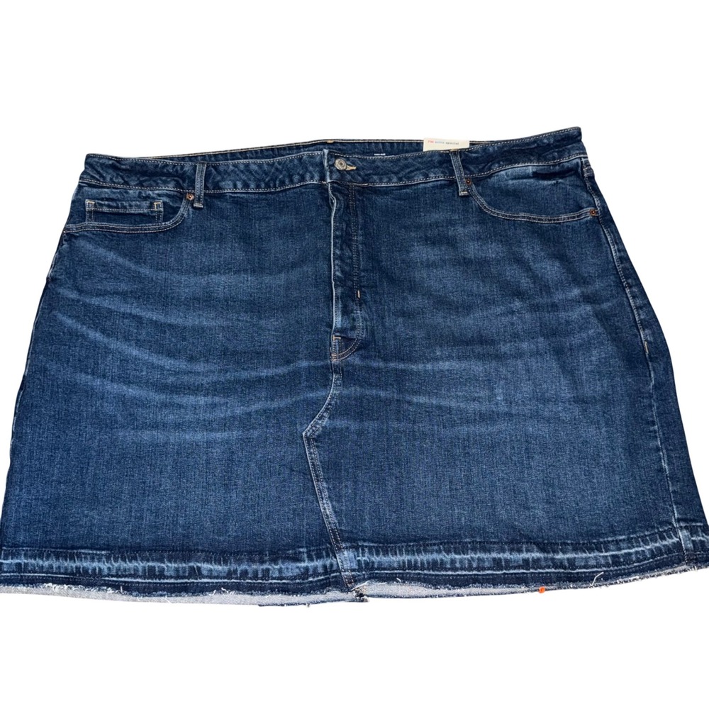 Old Navy Womens High-Rise Secret-Smooth Pockets Denim Mini Skirt Dark Wash 28